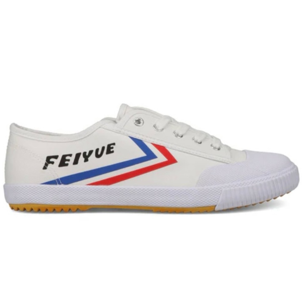 NEW!  Feiyue White Sneakers with Red and Blue Stripes